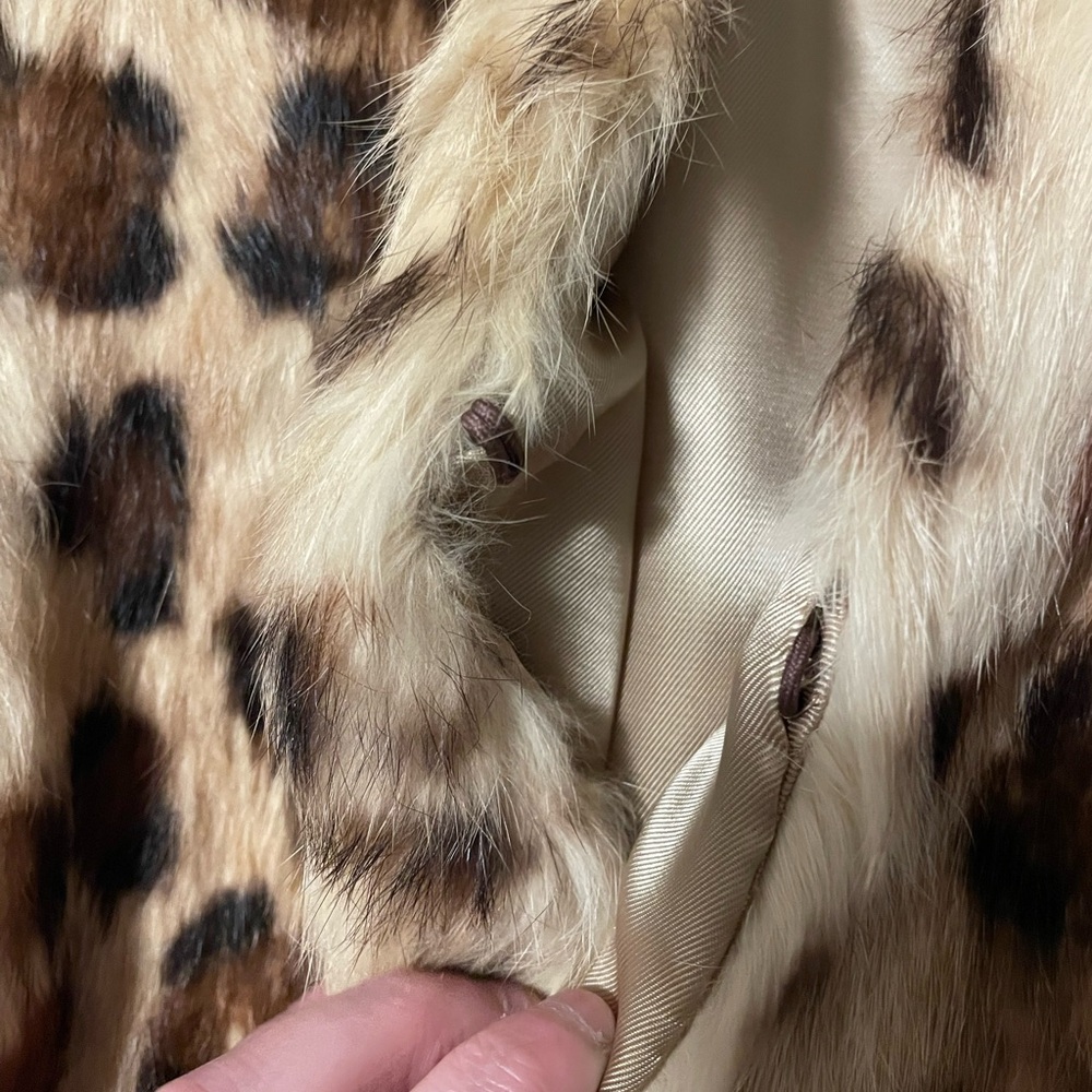 DStudio Real Rabbit Fur Cropped Coat in Cheetah Print SIZE M - Picture 3 of 4
